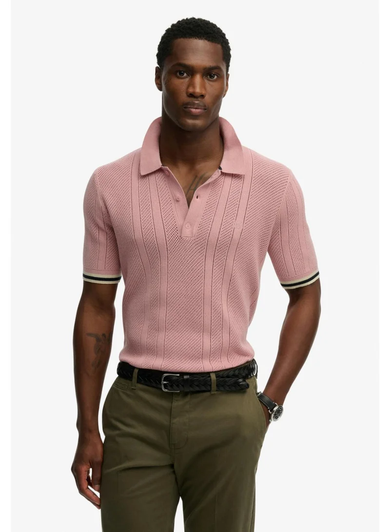 Knitted Texture Short Sleeve Polo Shirt