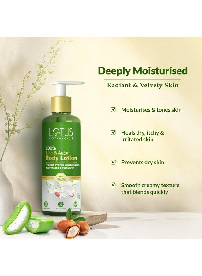 LOTUS BOTANICALS 100% Aloe & Argan Body Lotion | Deeply Moisturizes Dry Skin Smooth & Nourished Skin| Repairs Damaged Skin |No Parabens |All Skin Types |280 Ml  - Image 3