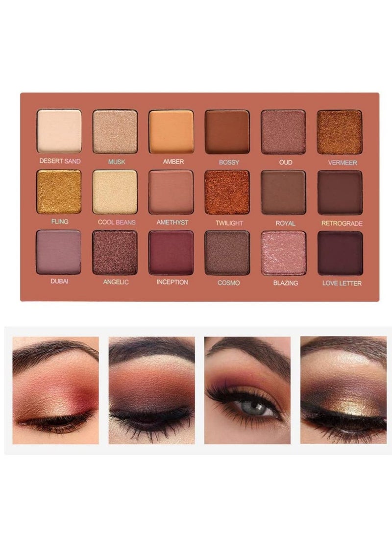 SYOSI مجموعة ظلال العيون الاحترافية S mokey Eye Shadows Nudes Highly P IGmented 18 Warm Chocolate Colors Matte Shimmer Neutral Eyeshadow Makeup Kits (Elegance Nude-18 colors) - Image 1