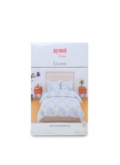 Raymond Raymond Home King Flat Sheet Bedsheet 200 Thread Count Luxirious 100% Long Staple Cotton Bedding Printed Sateen Percale Bed Linen with 2 Pillow Case - Blue (274 * 274 CM)  - Image 4