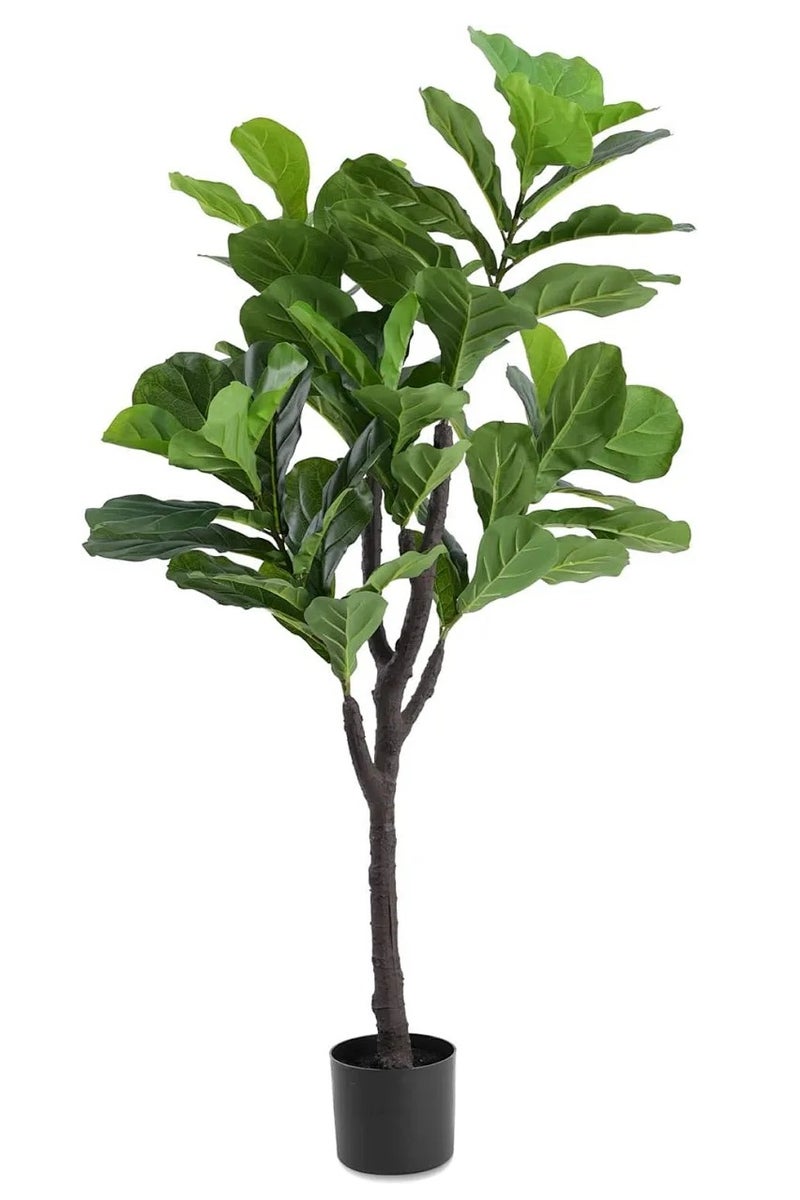 Snooe Artificial Fiddle Leaf Fig Tree with Black Planter, 120CM Tall Fake Tree for Home Decor Artificial Tree for Indoor Office Living Room - Image 1