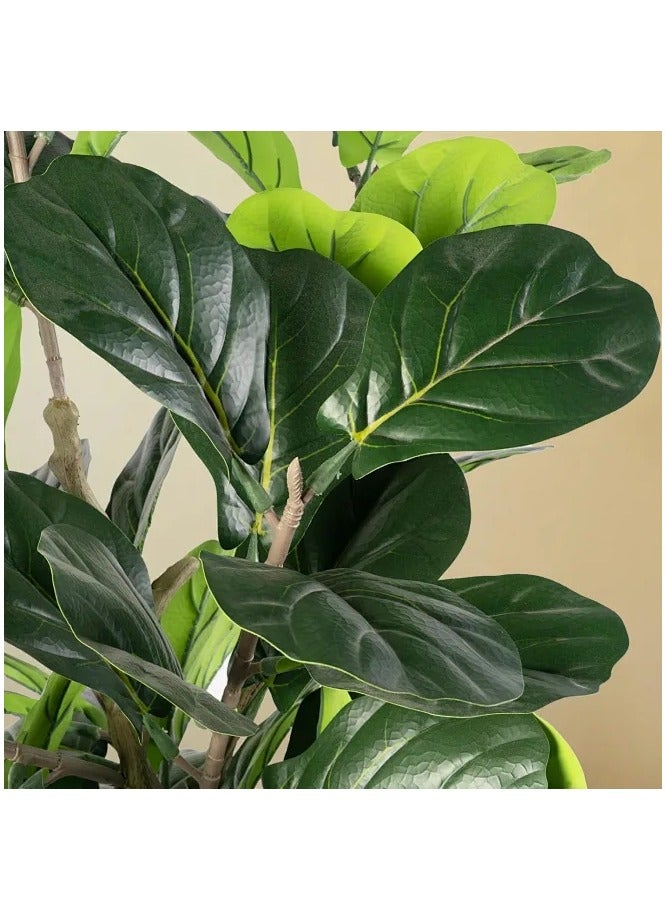 Snooe Artificial Fiddle Leaf Fig Tree with Black Planter, 120CM Tall Fake Tree for Home Decor Artificial Tree for Indoor Office Living Room - Image 2
