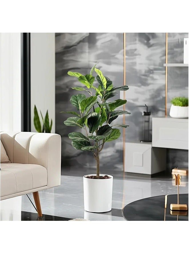 Snooe Artificial Fiddle Leaf Fig Tree with Black Planter, 120CM Tall Fake Tree for Home Decor Artificial Tree for Indoor Office Living Room - Image 4