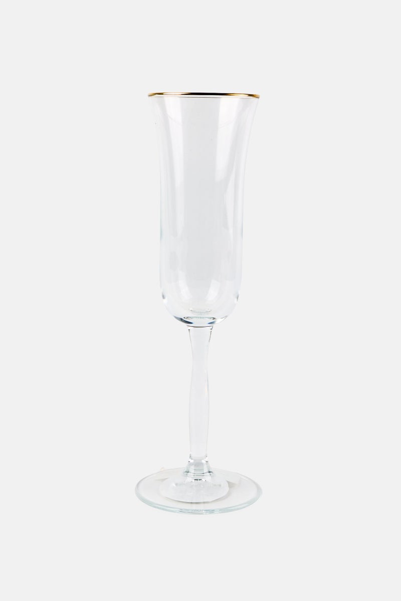 Muy Mucho Gold Rim Champange Glass 170ml, Transparent  - Image 1