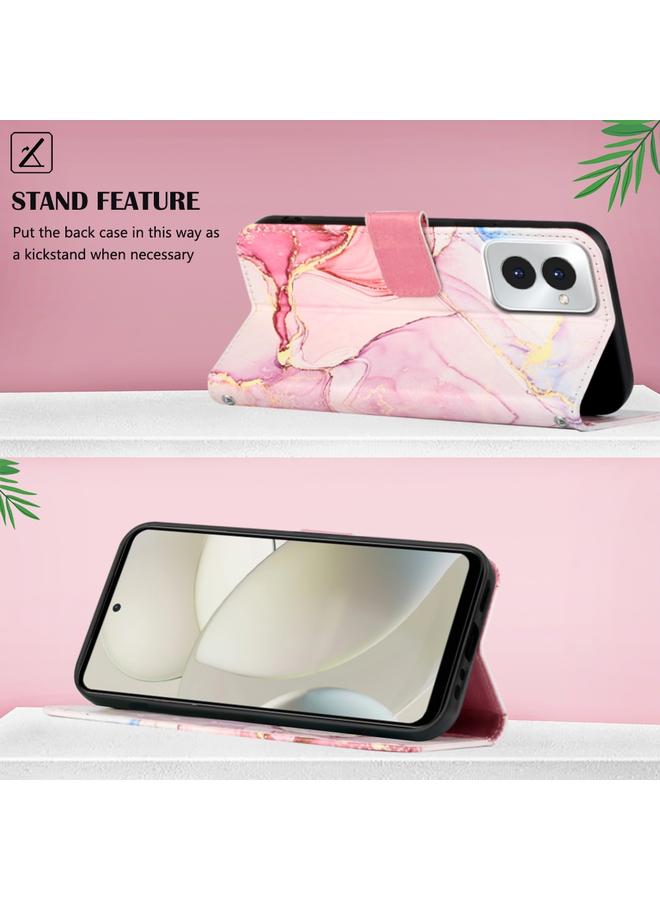 اس-توب جراب لهاتف Motorola Moto G Power 5G 2024 PT003 جراب هاتف جلدي قابل للطي بنمط رخامي - Image 4