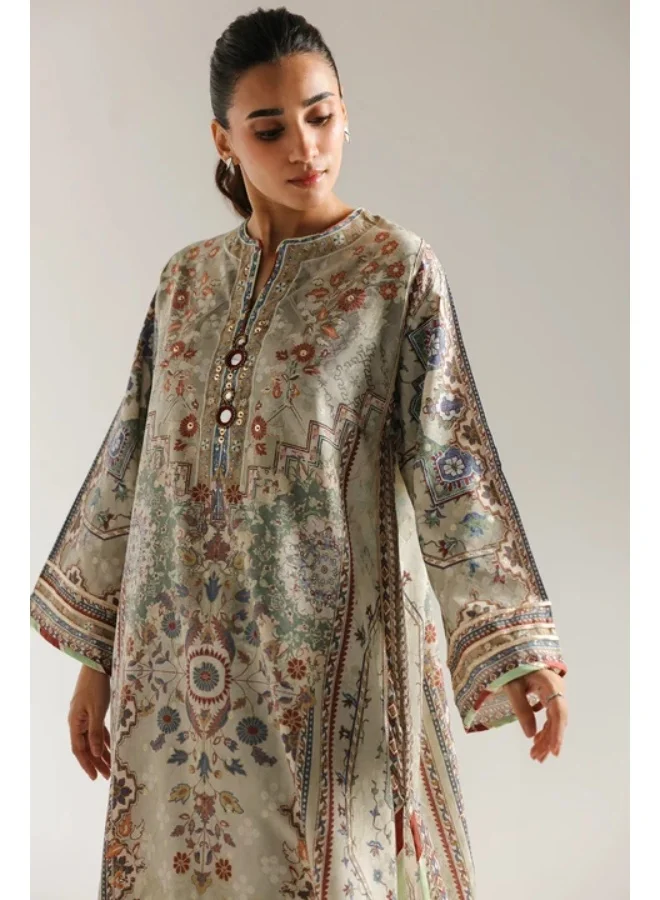 Grey Patterned Kaftan - 1 Piece