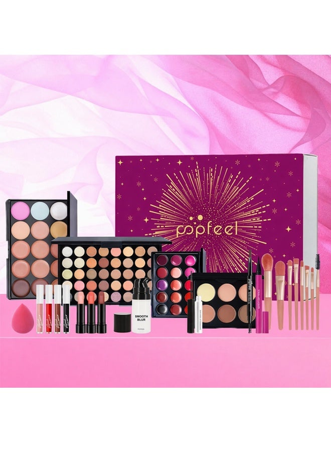 popfeel Makeup Set, 23 Pcs All In One Full Makeup Kit for Women Teen Girls, 40 Colors Eyeshadow Palette with Lip Gloss, Lipstick, Lip Balm, Eyeliner, Eyebrow Pencil, Makeup Brushes & Portable Makeup Bag, Waterproof Long Lasting Full Face Cosmetic Gift Set - Image 2
