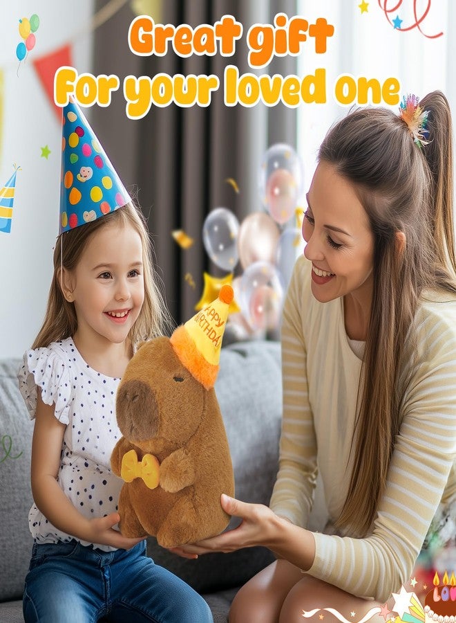 CozyWorld دمية كابيبارا قطيفة لطيفة من كوزي وورلد، حيوانات كابيبارا محشوة مع قبعة عيد ميلاد سعيد وربطة شعر، لعبة قطيفة كاواي، هدايا عيد ميلاد وكريسماس وزينة حفلات للأطفال من الجنسين، 10 بوصات - Image 2