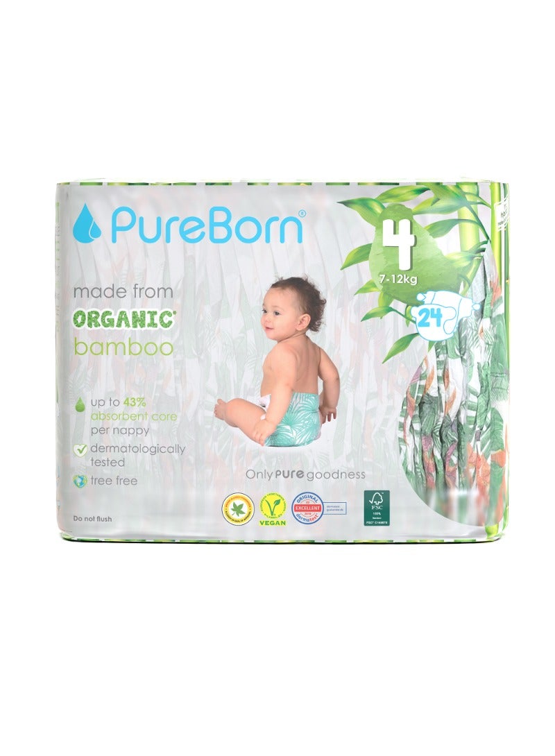 PureBorn Organic Diapers Size-4 7-12kg Single Pack Tropic Print 24 Diapers - Image 1