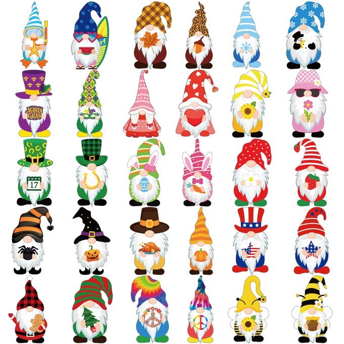 30 PCS HOLIDAY MAGNETS SEASONAL GNOME REFRIGERATOR MAGNETS FALL HALLOWEEN THANKSGIVING CHRISTMAS WINTER CAR MAGNETIC DECORATIONS FOR KITCHEN FRIDGE GARAGE LOCKER DISHWASHER