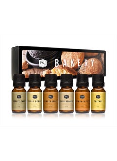 P&J Trading Bakery Set of 6 Fragrance Oils - Pumpkin Pie, Cupcake, Sugar Cookies, Coffee Cake, Snickerdoodle, Gingerbread Candle Scents, Soap Making, Diffuser Oils  - Image 1