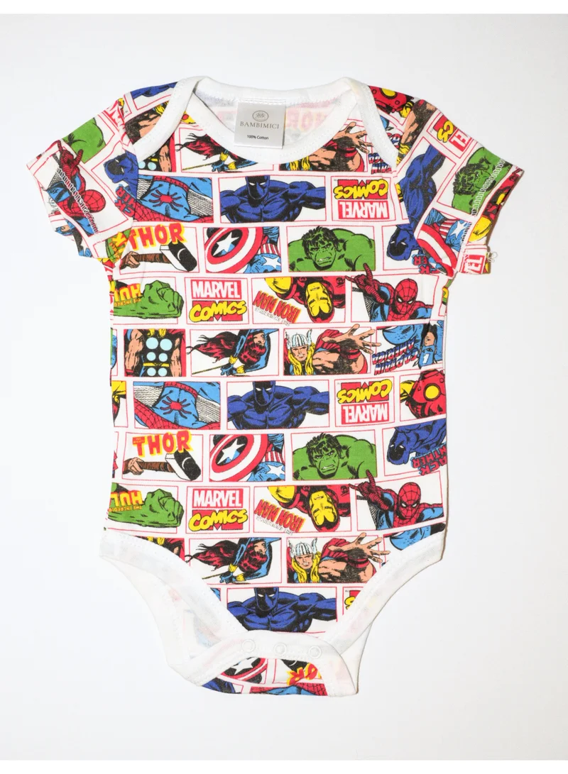 Bambimici Bambimici Marvel Print Onesie Short Sleeve