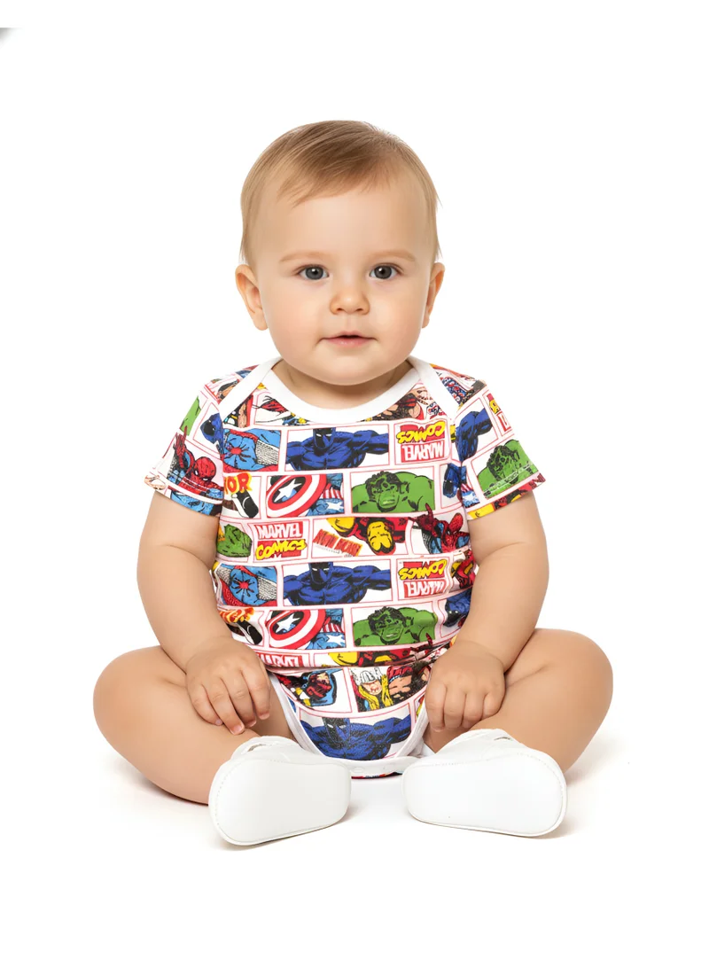 Bambimici Bambimici Marvel Print Onesie Short Sleeve