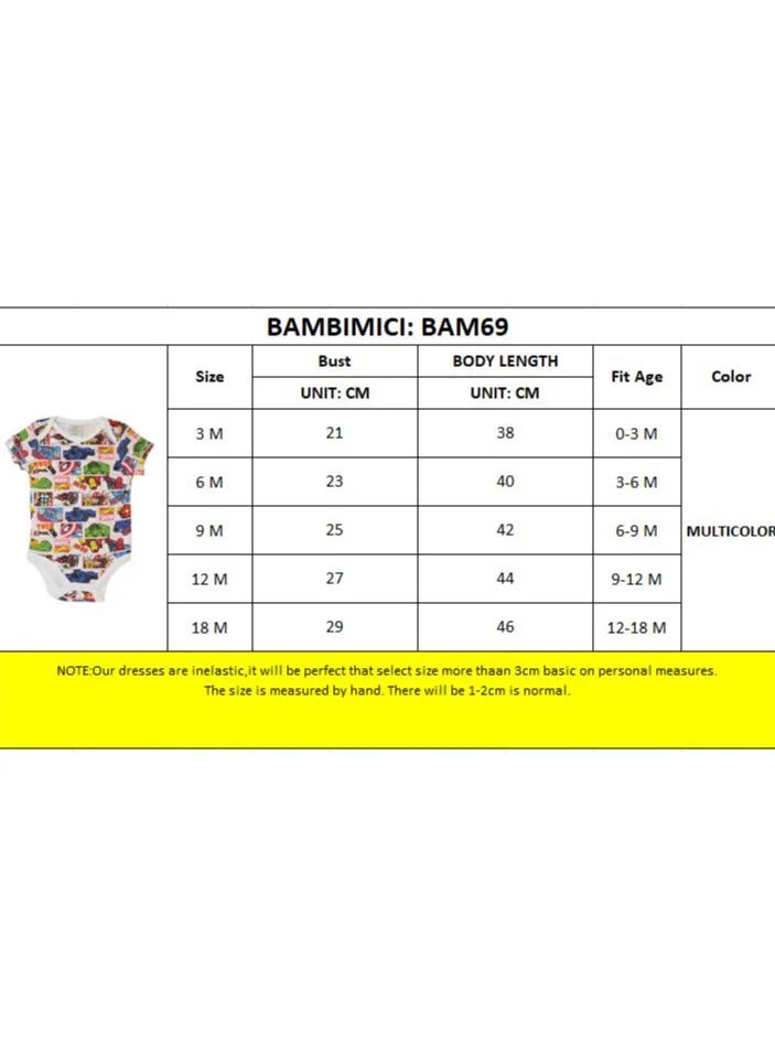 Bambimici Bambimici Car Print Onesie Short Sleeve