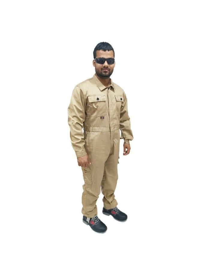TAHA SAFETY - TAHA SAFETY Heavy-Duty Protective Workwear Coverall | Full-Body Industrial Safety Suit & Breathable Fabric for Construction, Manufacturing & Hazardous Environments | Khakhi | Size-2XL - Image 1