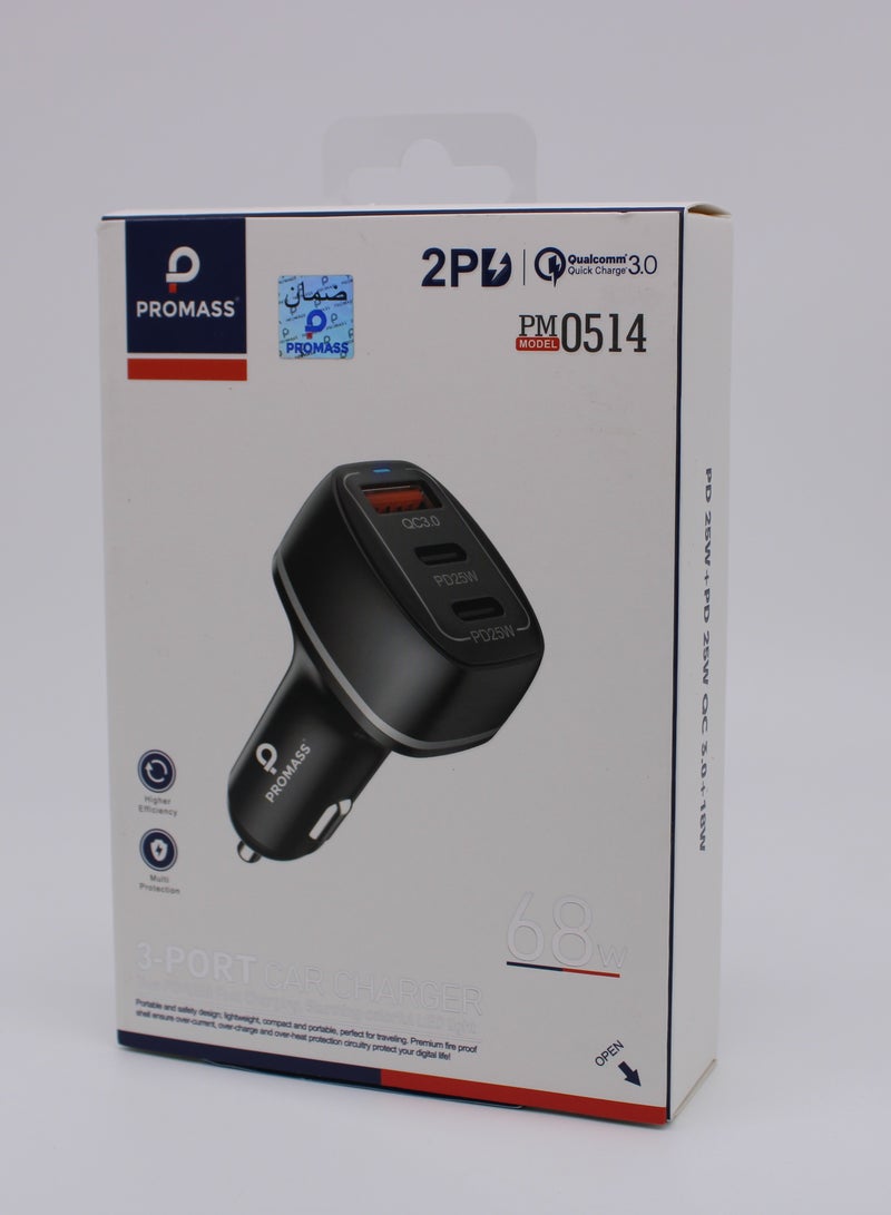 PROMASS Empower Your Devices Anywhere Anytime With 68 Watt Triple Port Car Charger - Image 2