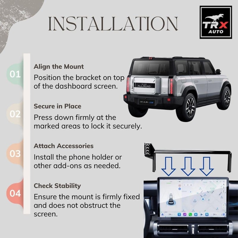 TRX AUTO Car Phone Holder For Chery iCar 03 2023 2024 2025 2026 | Multimedia Screen Fixed Bracket Car Phone Holder | Accessories Fit for i Car 03 With 15.6 inch - Image 4