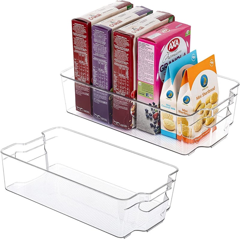 VIKIJO Plastic Multipurpose Storage Basket Transparent Large Pack of 2 - Image 1