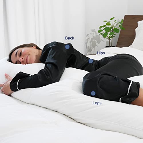 ACCURATEX Full Body Pillow for Adults - Hybrid Shredded Memory Foam Firm Body Pillow with Soft Fluffy Down Alternative Cotton Cover - Adjustable Loft Long Pillows for Sleeping - Image 2