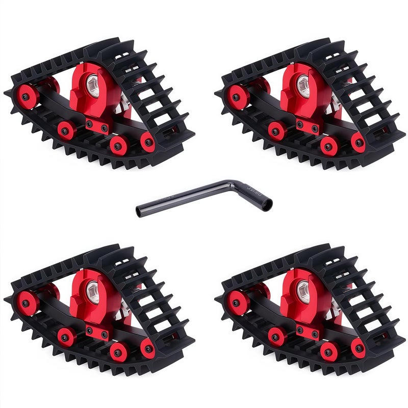 AMK TRX4M Track Snow Tires 4Pcs TRX4M Track Wheels Snow Tires with LShaped Wrench Installation Tool for 118 RC Crawler Car TRX4M Upgrade Accessories Red - Image 3