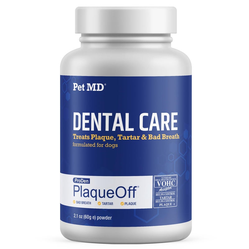 Pet MD Proden PlaqueOff Dog Teeth Cleaning Dental Care Powder - Oral Care Supplement for Dogs - Reduce Bad Breath, Tartar, & Plaque - 60g - Image 1