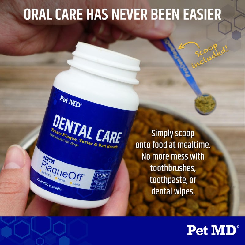 Pet MD Proden PlaqueOff Dog Teeth Cleaning Dental Care Powder - Oral Care Supplement for Dogs - Reduce Bad Breath, Tartar, & Plaque - 60g - Image 2