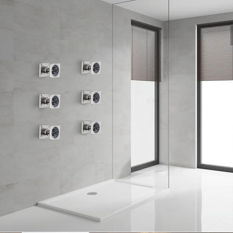 LOCALAND Solid Brass Shower Body Spray Jets, High Pressure Body Jets for Shower, Square Shower Massage Spray Jets, Upgrade Body Shower Jets, Wall Mount Spa Jets for Shower, 6PCS, Brushed Nickel - Image 2