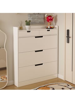 Hihonor 50cm Single Tier Entryway Shoe Cabinet with Three Flaps White Shoe Cabinet, Entryway Slim Hidden Shoe Cabinet, Freestanding Shoe Rack Cabinet for Bedroom, Living Room, Entryway, Warm White  - Image 3