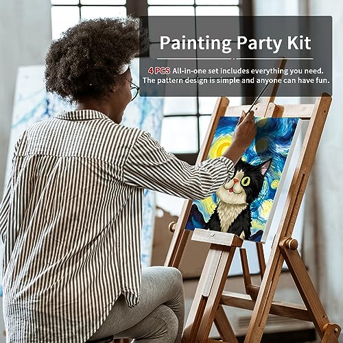 VOCHIC 4 Pack Sip and Paint Kit Pre Drawn Canvas for Painting for Adults Girls Night Couples Painting Kit Date Night Games with Pictures to Paint Starry Sky Party Supplies 8 x 10 in - Image 3