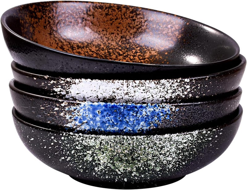 LMRLCS Large Pasta Bowls About 372 oz Ceramic Salad Bowls 8 Inch Serving Bowl Set of 4 Wide and Shallow Bowl Japanese Ramen Bowls for Soup Cereal Oatsl Fruit and Rice Microwave and Dishwasher Safe - Image 1