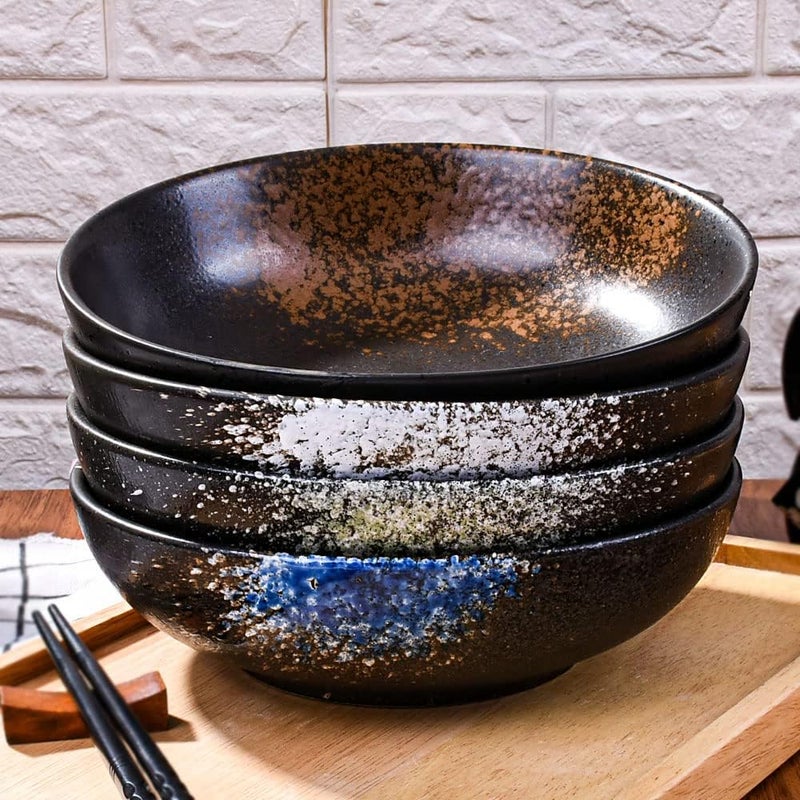 LMRLCS Large Pasta Bowls About 372 oz Ceramic Salad Bowls 8 Inch Serving Bowl Set of 4 Wide and Shallow Bowl Japanese Ramen Bowls for Soup Cereal Oatsl Fruit and Rice Microwave and Dishwasher Safe - Image 5