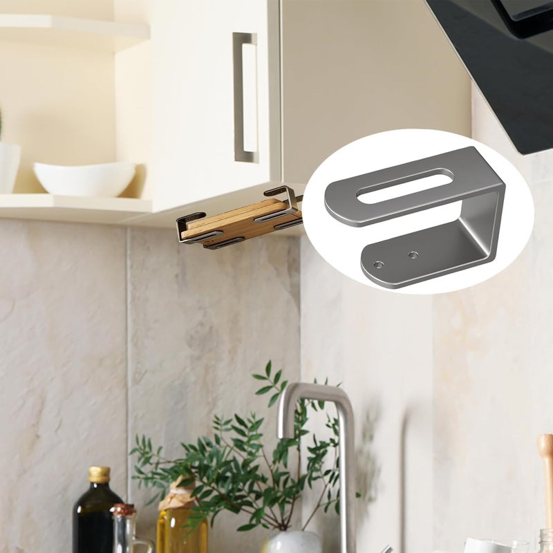 إكسفور منظم ألواح التقطيع وحامل أغطية القدور أسفل الخزانة - مجموعة تخزين مطبخ من الفولاذ المقاوم للصدأ مكونة من 4 قطع، موفرة للمساحة للاستخدام على سطح العمل وتحت الرف، متينة وسهلة التركيب (رمادي) - Image 3