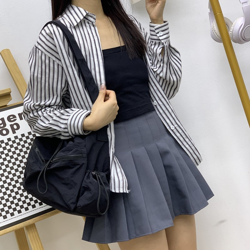 Japanese And Korean Trendy Cotton Coat Bag Large Capacity Solid Color All-Match Tote Bag Nylon Drawstring Shoulder Messenger Bag Women'S Bag - Image 1