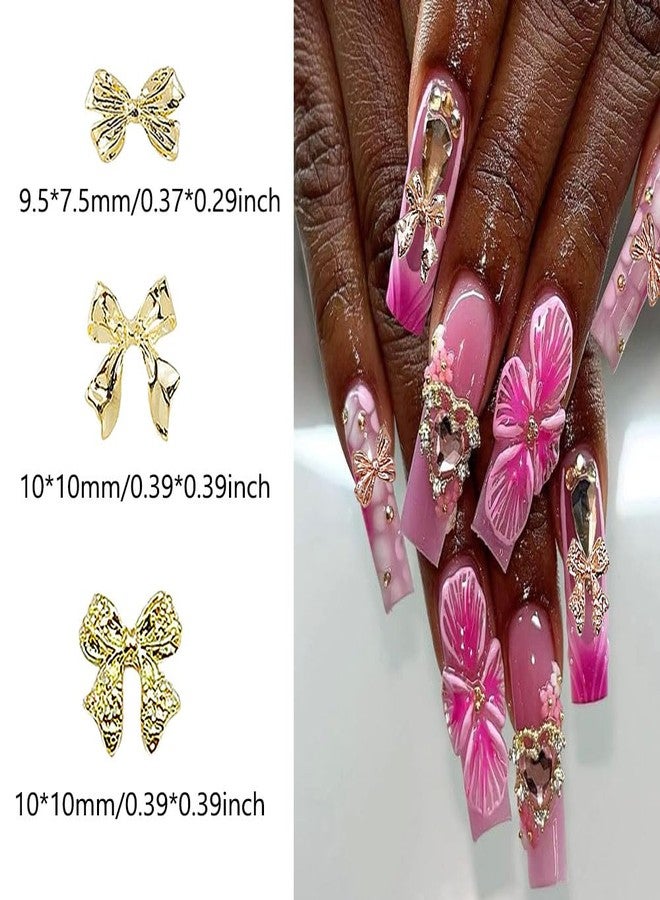 KACHIMOO 120 PCS Bow Nail Charms Silver Gold Black Rose Gold Bowknot Nail Art Charm 3D Alloy Bow Charms for Nail Art Design - Image 3