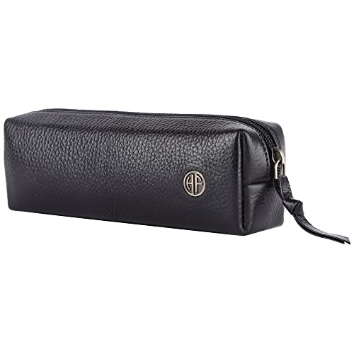 HAMMONDS FLYCATCHER Leather Utility Pouch - Multi-Use Genuine Leather Case for Pencils, Cosmetics, Stationery, Coins, Makeup Brushes - School & Office Organizer for Women & Men - Black - Image 1