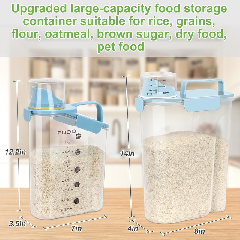 LEAWALK Airtight 10LBS Rice/Cereal/Dry Food Storage Container BPA Free, 5.28Qt Clear Plastic Kitchen and Pantry Organization Bin Suitable for Oats, Flour, Sugar, Pasta, Pet Food, etc (Sky blue) - Image 2