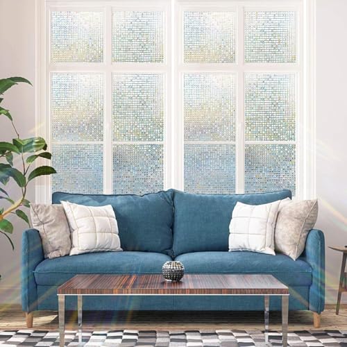 WALLTON Privacy Vinyl Frosted Window Film Glass Sticker Self-Adhesive Film Tint Wallpaper Opaque Sheet for Glass Privacy Cover Window, Door, Office, Home.| Anti-UV. (16x96 Inch, Small Diamond) - Image 5