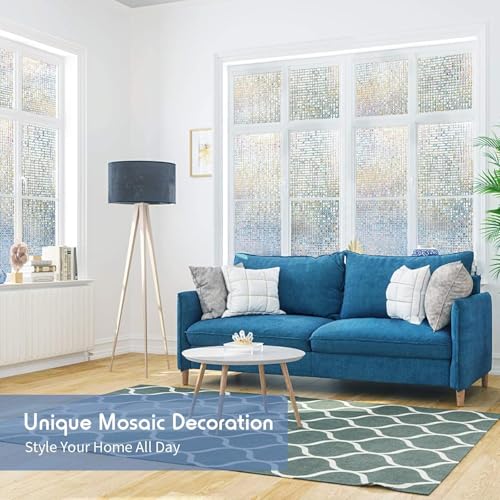 WALLTON Privacy Vinyl Frosted Window Film Glass Sticker Self-Adhesive Film Tint Wallpaper Opaque Sheet for Glass Privacy Cover Window, Door, Office, Home.| Anti-UV. (16x96 Inch, Small Diamond) - Image 4