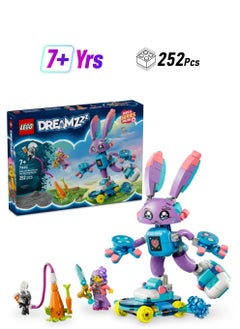 LEGO DREAMZzz 2in1 Izzie and Bunchurro the Gaming Bunny Figure, Fantasy Animal Toy for 7 Plus Year Old Boys & Girls, with a Skateboard and Minifigure for Imaginative Play, Birthday Gift Idea 71490 (252 pieces)  - Image 1