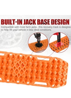 Generic Off-Road Board, Anti Sinking Plate Traction Boards with Jack Base, 1 Pair Recovery Tracks 4X4 car Truck Tire Traction Mat with Bag -Sand, Mud, Snow Ladder Ramps (Orange)  - Image 3
