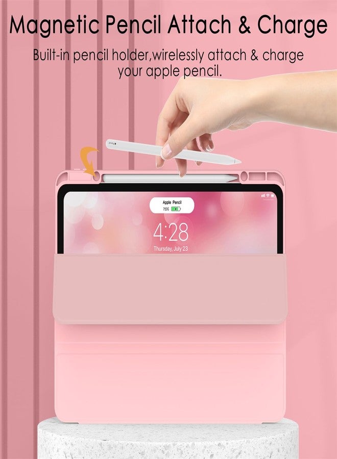 Soke Case for iPad Pro 12.9 Inch (6th/5th/4th/3rd Generation, 2022/2021/2020/2018) - Pencil Holder + Auto Sleep/Wake + Camera Protection, Transparent Shockproof Back Cover, Pink - Image 4