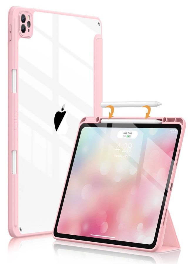 Soke Case for iPad Pro 12.9 Inch (6th/5th/4th/3rd Generation, 2022/2021/2020/2018) - Pencil Holder + Auto Sleep/Wake + Camera Protection, Transparent Shockproof Back Cover, Pink - Image 1