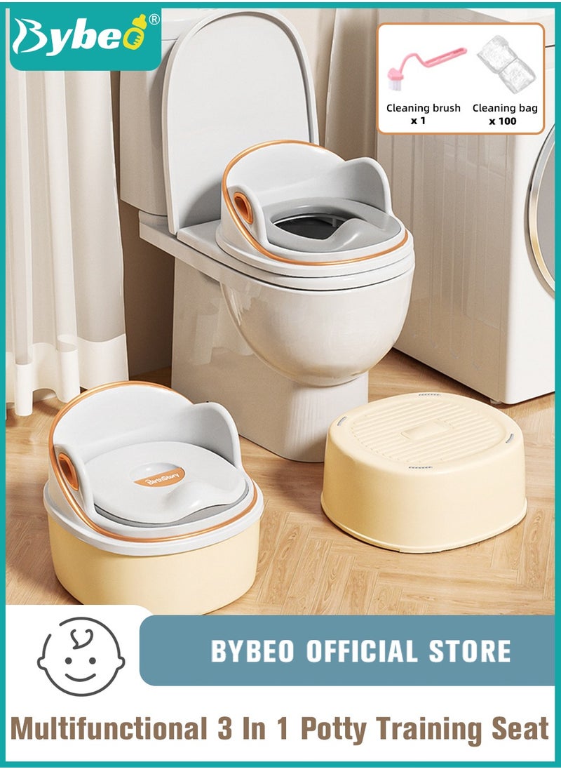 Bybeo 3-In-1 Multifunctional Potty Training Seat, Removable Design Toilet Train Seats, Potties Chair for Kids Toddlers Boys Girls, Portable Children Travel Toilets, with 100 Clean-Bag, Toilet-Brush  - Image 1