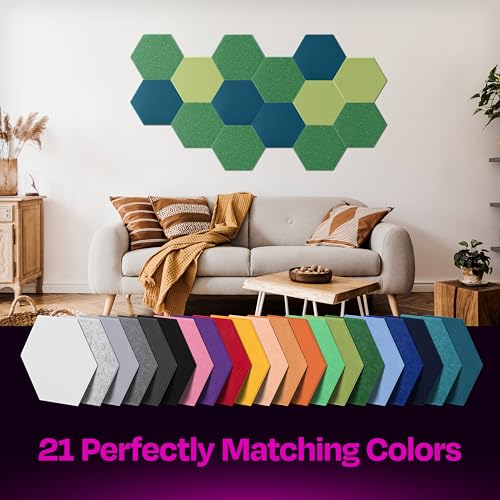 Ekkogo Acoustic Panels 12-Pack Soundproof Wall Panels 12"X10.4"X0.4" Sound Panels High Density Sound Dampening Panels - [Dark Green Hexagon] - Image 5