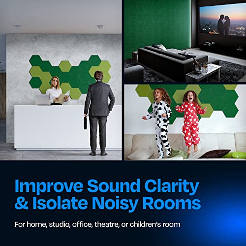 Ekkogo Acoustic Panels 12-Pack Soundproof Wall Panels 12"X10.4"X0.4" Sound Panels High Density Sound Dampening Panels - [Dark Green Hexagon] - Image 4
