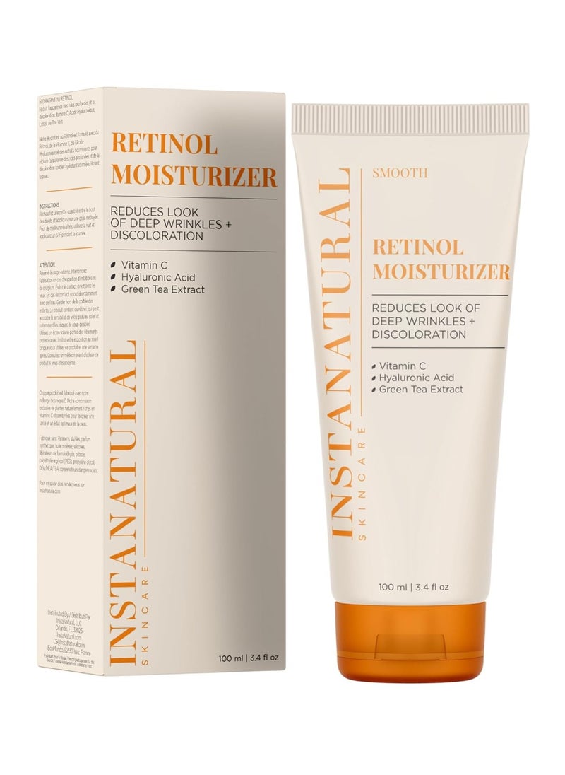 Instanatural InstaNatural Retinol Moisturizer Nighttime Face Moisturizing Cream, Brightens and Reduces Signs of Aging, Wrinkles, Lines and Discoloration, with Vitamin C and Hyaluronic Acid, 3.4 Fl Oz  - Image 1