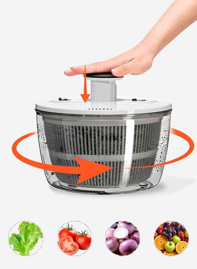 5L Large Capacity Salad Dehydrator Press-Type Salad Dryer Fruit Washing Basket Removable No Damage Vegetable Filter Basket with Tray Easy to Clean Quick Dry Suitable for Fruit Salad Vegetables Pasta  - Image 1