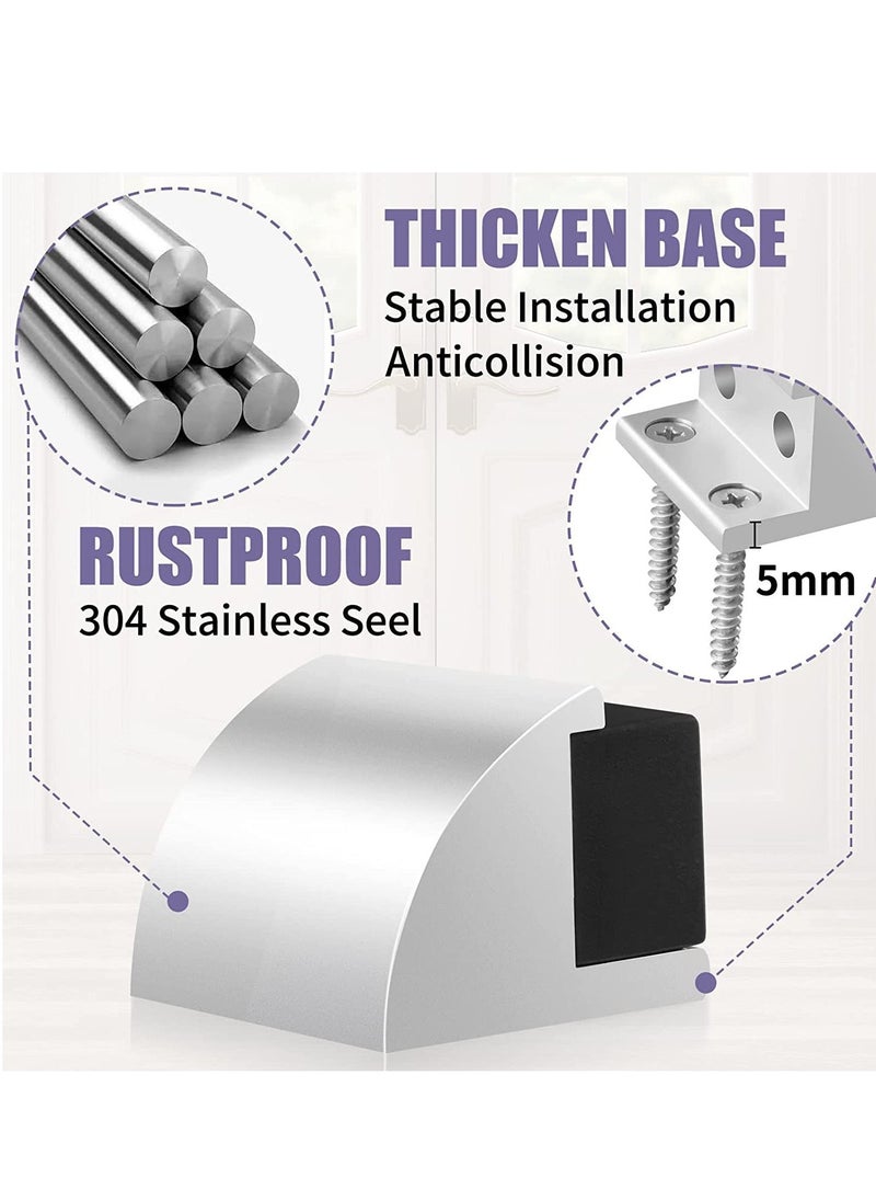 Door Stop Floor Door Stopper for Skirtings Stainless Steel Modern Chrome Rubber Door Wall Protector Floor Mounted Doorstop with Screws Protect Walls and Doors 2 Pack  - Image 3