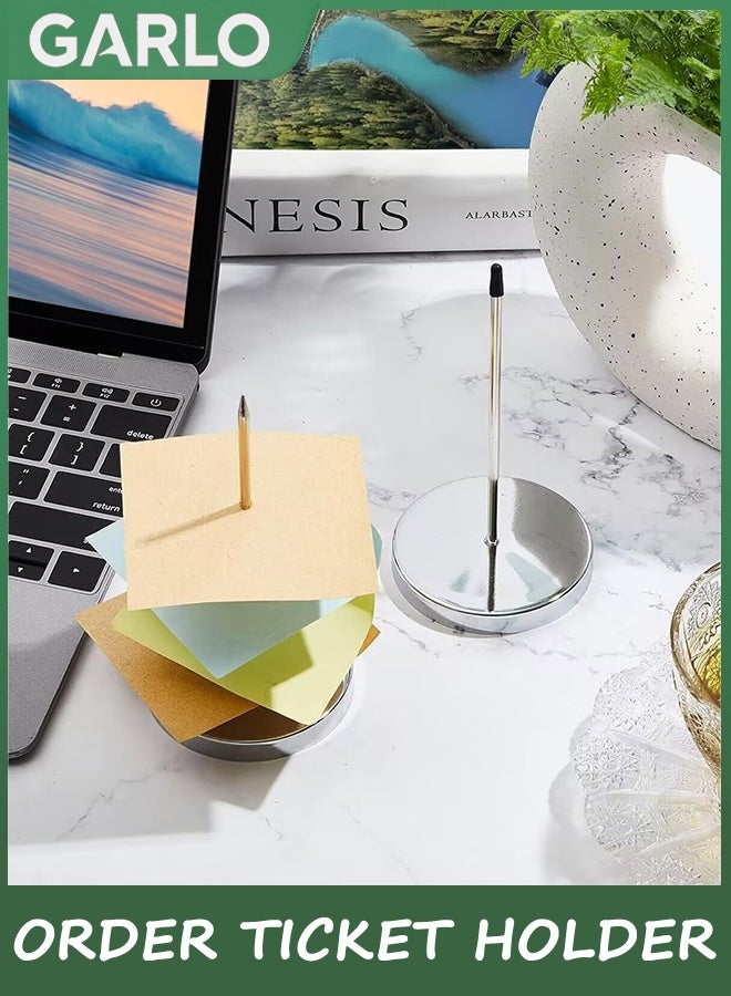 Garlo Aluminum Slide Check Rack with 2 Pcs Receipt Holder Spike Desk Receipt Holder Restaurant Ticket Holder Silver Ticket Rail Bill Orders Display Rail for Kitchen Office Cafes Bar Note Organizer  - Image 5