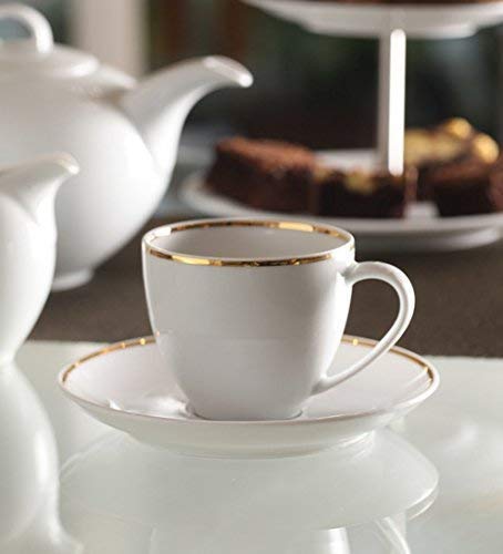 LVOOK White Dotted Classic Tea Cup Saucer Set, 12 Pcs - Image 3